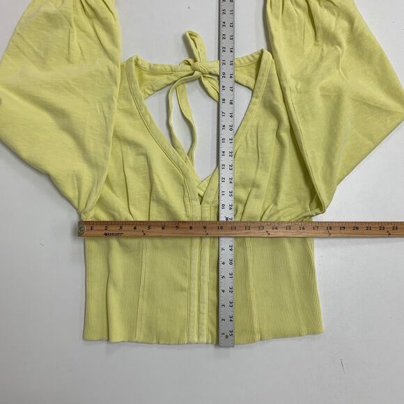 Pilcro Sweatshirt Womens XL Buttercup Crop Open Back Long Sleeve Anthropologie - Picture 9 of 15